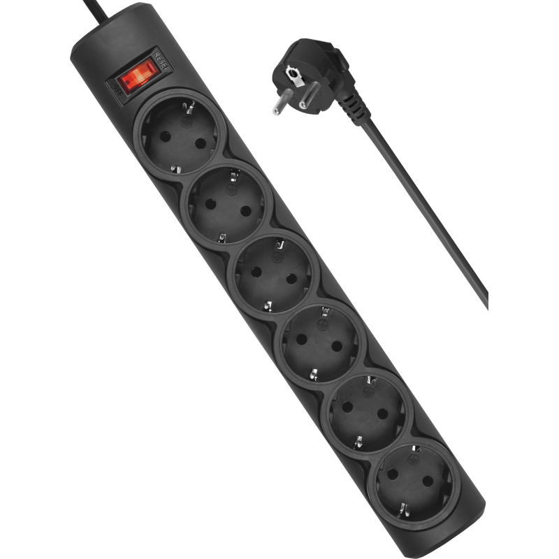 Сетевой фильтр Defender DFS 155 5 м, черный, 6 розеток(99496)