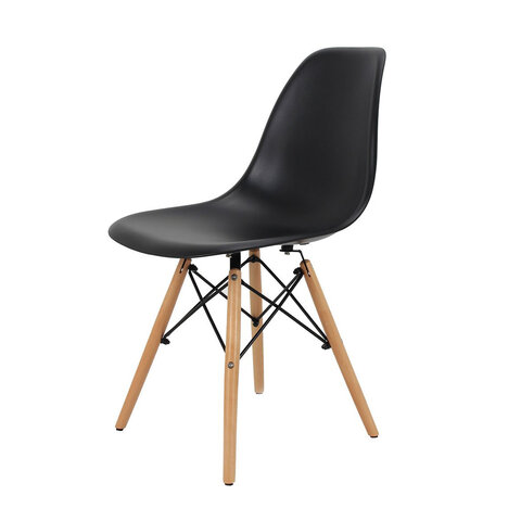 Стулья BRABIX «Eames CF-010», КОМПЛЕКТ 4 шт., пластик черный, опоры дерево/металл, 532631
