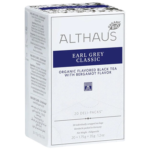 Чай ALTHAUS «Earl Grey Classic» черный, 20 пакетиков в конвертах по 1.75 г, ГЕРМАНИЯ