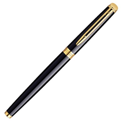 Ручка подарочная перьевая WATERMAN «Hemisphere Mars Black GT», черный лак, позолоченные детали, синяя, S0920610