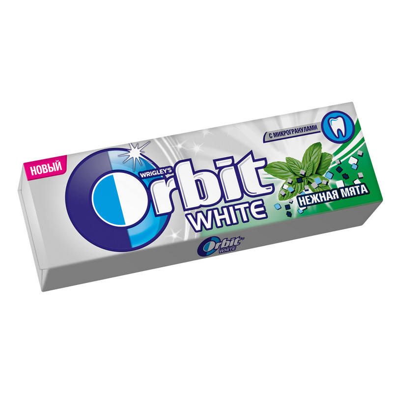 Жевательная резинка Orbit Белоснежный Нежная мята без сахара 136 г (10 штук в упаковке)