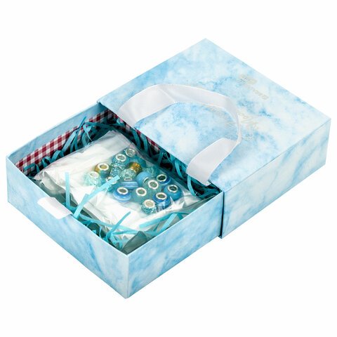 Набор для создания бижутерии и украшений 66 элементов Аквамарин, бусины, браслеты, подвески, BRAUBERG KIDS