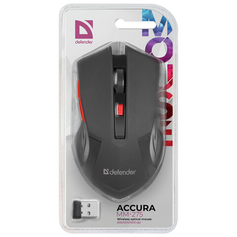 Мышь беспроводная Defender Accura MM-275, черный, 5btn+Roll
