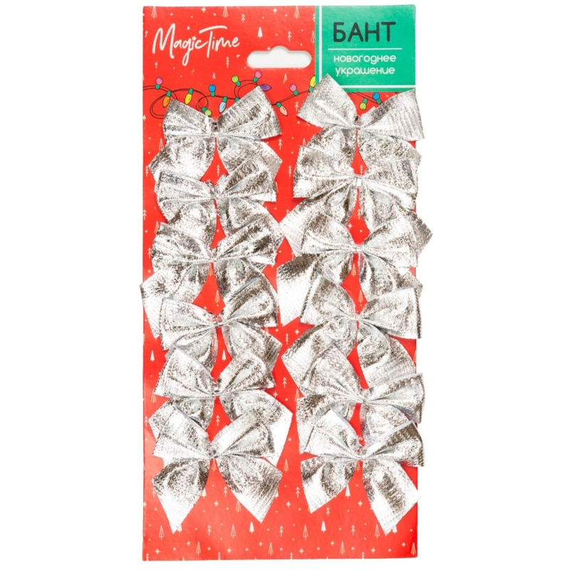 Бант новогодний из полиэстера, наб.12 шт / 5×5×0.01см арт.93279