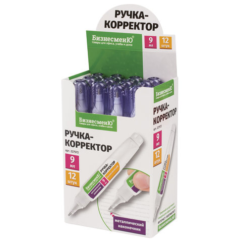 Ручка-корректор БИЗНЕСМЕНЮ, 9 мл, металлический наконечник