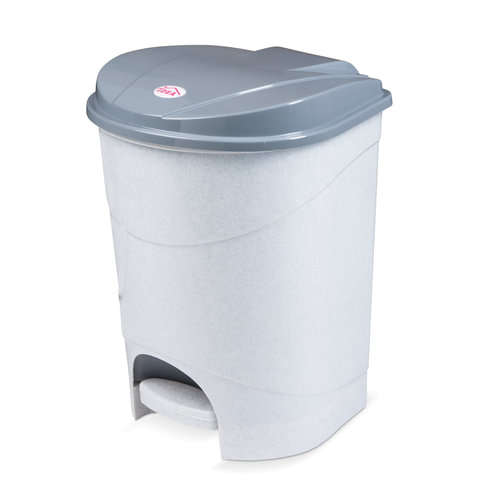 превью Ведро мусорное с педалью 19л пластиковое, мрамор