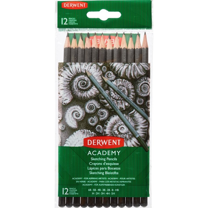 превью Набор карандашей чернографитных Derwent Academy Sketching Hang Pack 12 штук 5H-6B