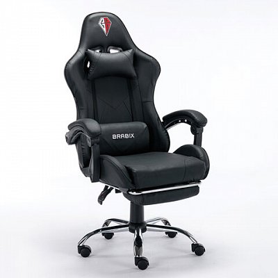 Кресло компьютерное BRABIX «Dexter GM-135», подножка, две подушки, экокожа, черное