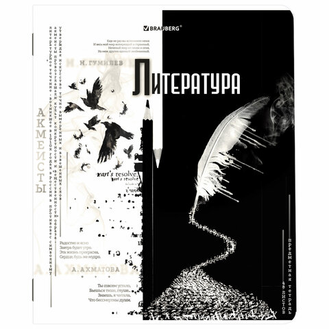 Тетради предметные, КОМПЛЕКТ 12 ПРЕДМЕТОВ, 48 л., матовая ламинация, BRAUBERG, «BLACK&WHITE»