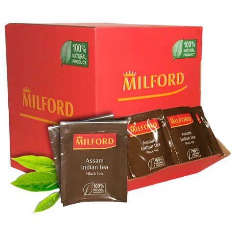 превью Чай MILFORD «Assam», черный крепкий, 200 пакетиков в конвертах по 2 г