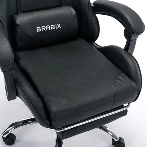 Кресло компьютерное BRABIX «Dexter GM-135», подножка, две подушки, экокожа, черное