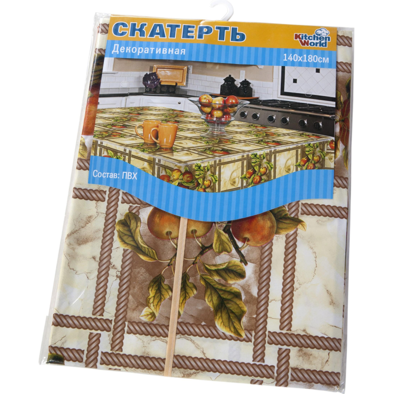 Скатерть ПВХ на нетканой основе Яблоки на ветках 140×180см (68230)