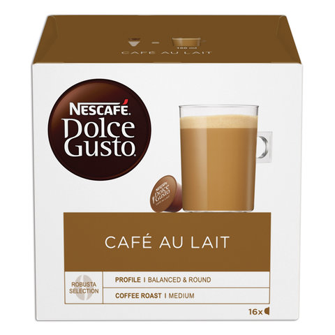 Капсулы для кофемашин NESCAFE Dolce Gusto «Cafe au lait», натуральный кофе с молоком, 16 шт. х 10 г
