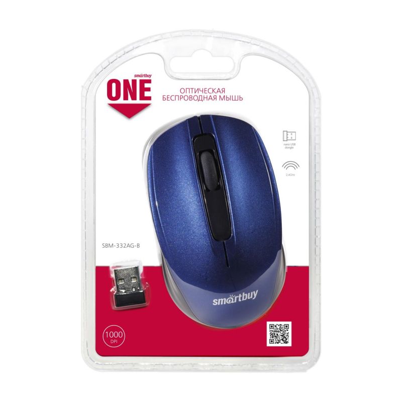 Мышь компьютерная Smartbuy ONE 332 WLS синяя (SBM-332AG-B)/60