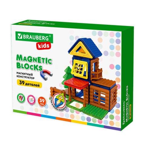 превью Магнитный конструктор MAGNETIC BUILD BLOCKS-39 «Построй дом», 39 деталей, BRAUBERG KIDS