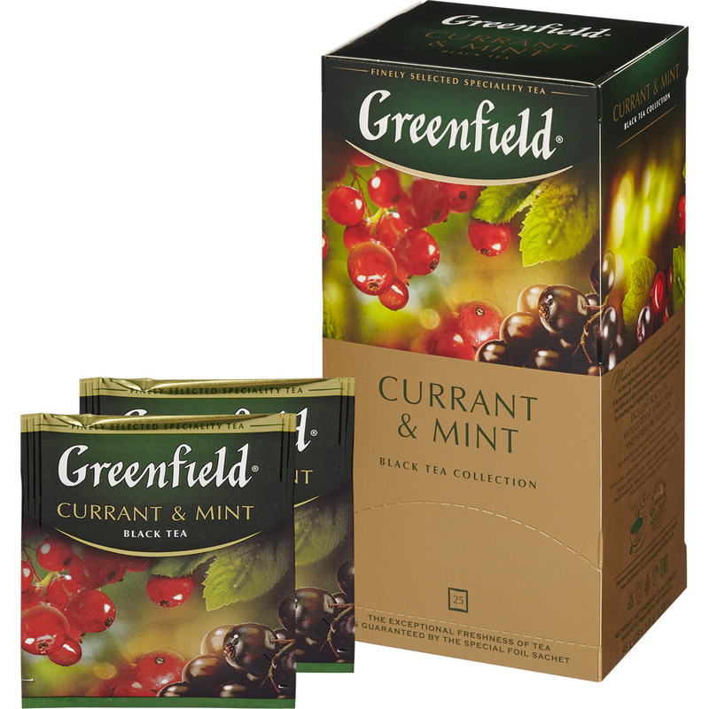 превью Чай Greenfield Currant and Mint черный  25 пакетиков