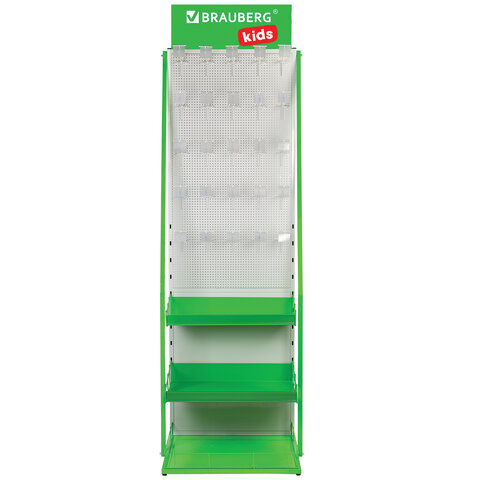 Стойка для размещения товара напольная BRAUBERG KIDS, 205×60x50 см, 25 крючков, 3 полки