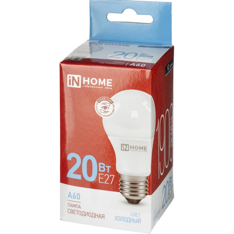 Лампа светодиодная LED-A60-VC 20Вт 230В Е27 6500К 1900 Лм IN HOME