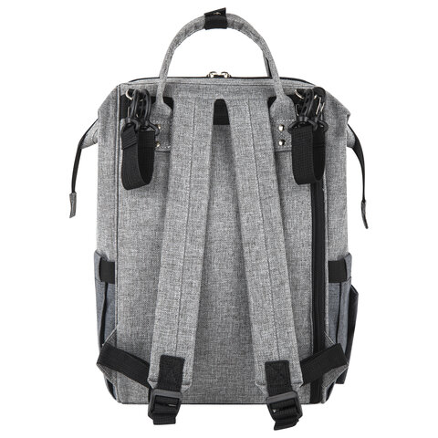Рюкзак для мамы BRAUBERG MOMMY, крепления для коляски, термокарманы, серый, 41×24x17 см