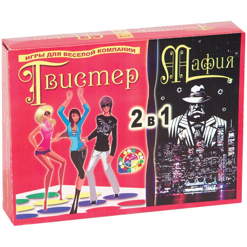 превью Набор игр 2 в 1 Нескучные игры «Твистер + Мафия», с рулеткой, 17 карточек