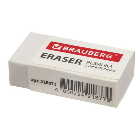 Ластик BRAUBERG «Simple», 38×20×10 мм, бумажный рукав, термопластичная резина, 228073