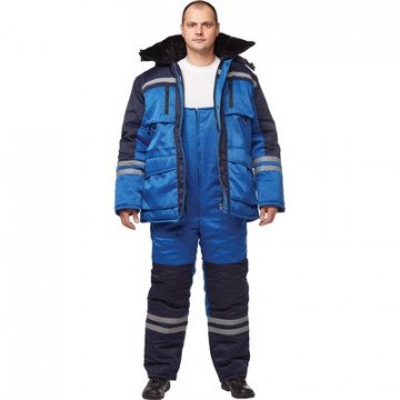 Костюм рабочий зимний мужской з03-КПК с СОП васильковый/синий (размер 48-50, рост 170-176)