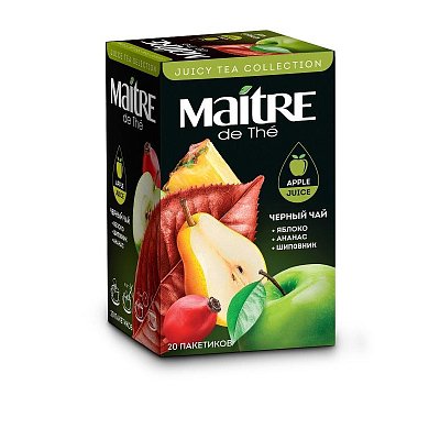 Чай черный в пакетиках Maitre с соком яблока и ягодами, 2грx20пак