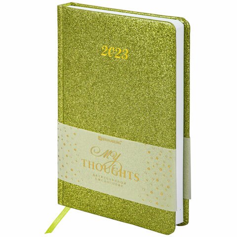 превью Ежедневник датированный 2023 А5 138×213мм BRAUBERG Sparkle, зеленый