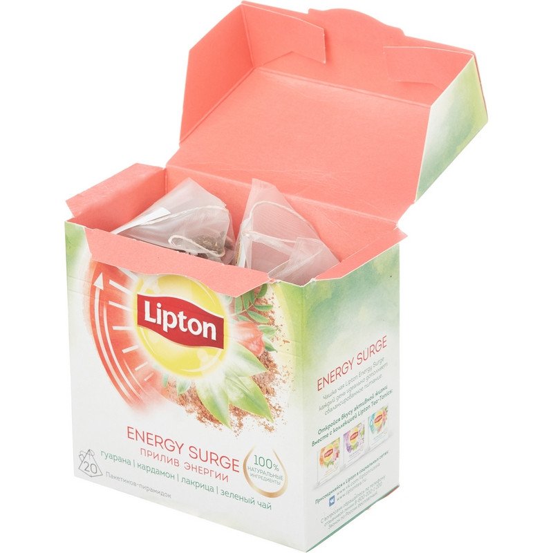 Чай Lipton Energy Surge зеленый с травами 20 пакетиков