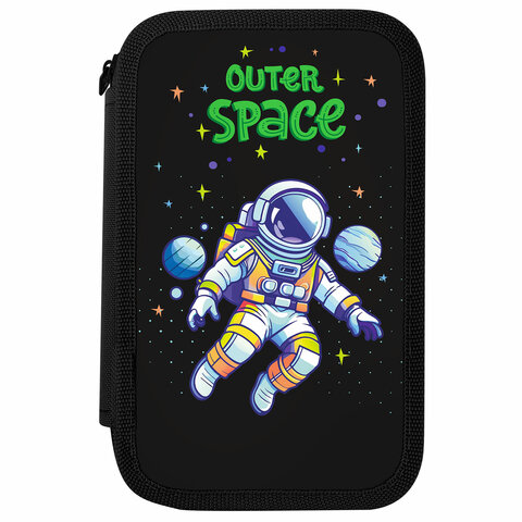 Пенал ПИФАГОР, 3 отделения, ламинированный картон, 19×11 см, «Outer space»