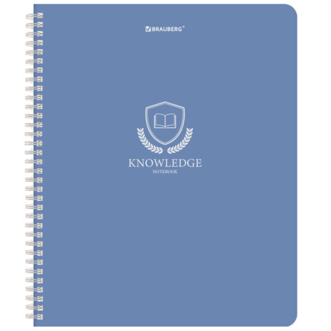 Тетрадь А5, 48 л., BRAUBERG, гребень, клетка, матовая ламинация, «Knowledge» (микс в спайке)