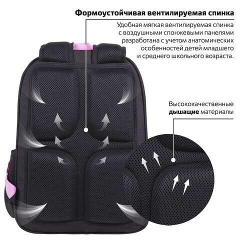 Рюкзак BRAUBERG SOFT, 2 отделения, «I love coffee», СВЕТЯЩИЙСЯ, 40×31х15 см