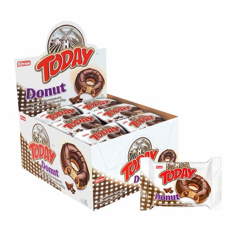 Кекс TODAY «Donut», со вкусом какао, ТУРЦИЯ, 24 штуки по 40 г в шоу-боксе