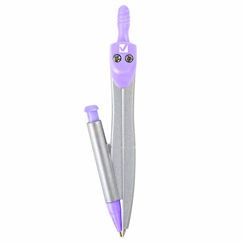 Готовальня BRAUBERG SCHOOL KIT, 9 предметов, циркуль 125 мм, чертежные принадлежности, лаванда
