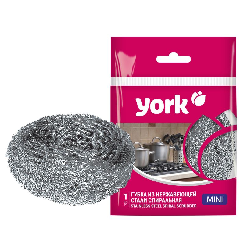 Губка для мытья посуды YORK Мини спиральная стальная