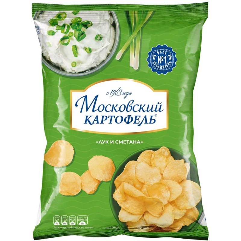 превью Чипсы Московский картофель Лук и Сметана 60г 12шт/уп