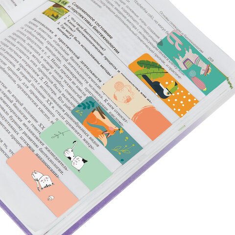 Закладки для книг МАГНИТНЫЕ, «ANIMALS», набор 30 шт., 60×20 мм, BRAUBERG