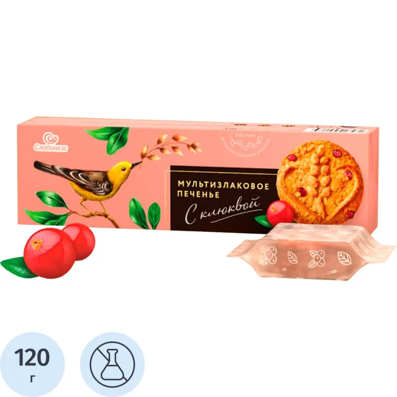 Печенье сахарное Сладонеж с клюквой 120 г
