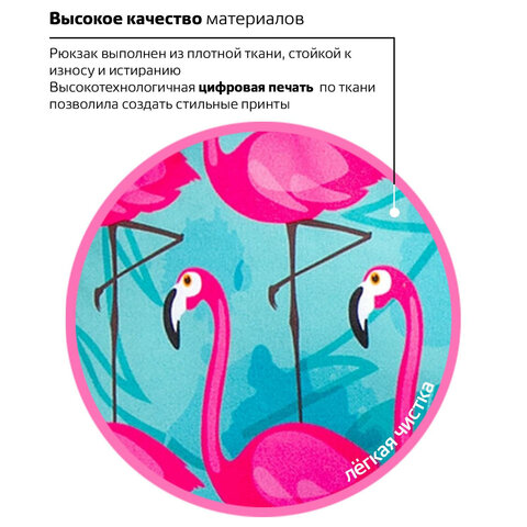 Рюкзак BRAUBERG, универсальный, сити-формат, «Фламинго», 20 литров, 41×32х14 см
