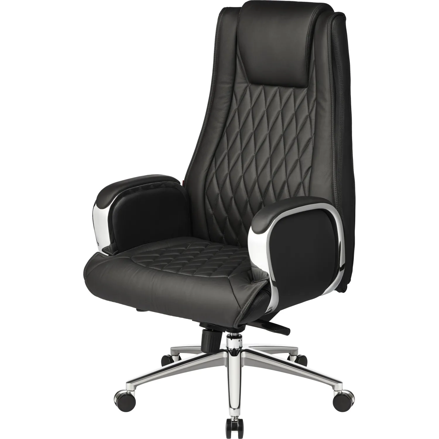 превью Кресло для руководителя Easy Chair EChair-518 ML чёрное (натуральная кожа с компаньоном, металл)