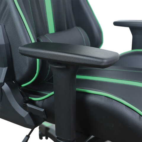 Кресло компьютерное BRABIX «GT Carbon GM-120», две подушки, экокожа, черное/зеленое, 531929