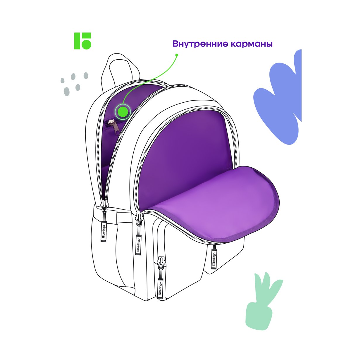 Рюкзак Berlingo «Envy» 2 отделения, 4 кармана, уплотненная спинка, 39×28×17см, оранжевый