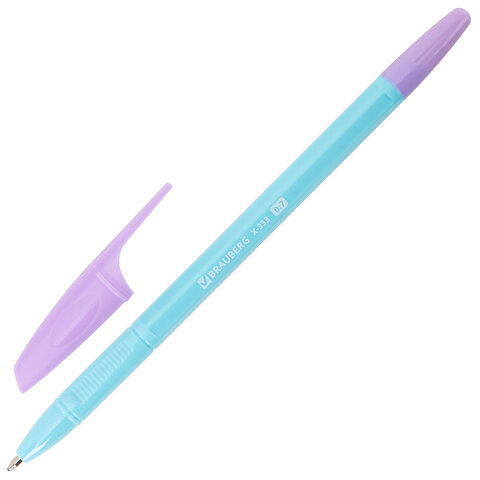 Ручки шариковые BRAUBERG «X-333 PASTEL MIX», НАБОР 8 ШТУК, СИНИЕ, узел 0.7 мм, линия письма 0.35 мм