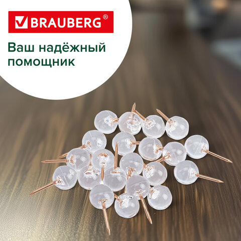 Силовые кнопки-гвоздики BRAUBERG CLEAR & GOLDпрозрачные с золотистым (шарики)100 штук11 мм272760