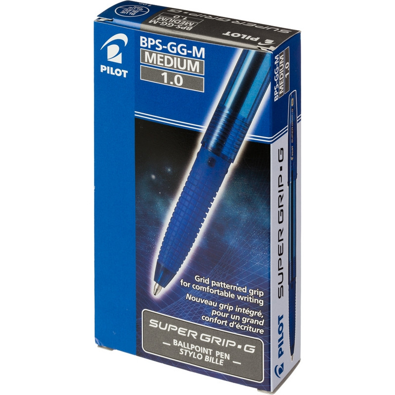 Ручка шариковая масляная Pilot Super Grip G BPS-GG-M-L синяя (толщина линии 0.27 мм)