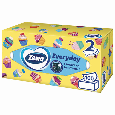 Салфетки косметические Zewa Everyday 6286 2х сл. в кор.100 шт.