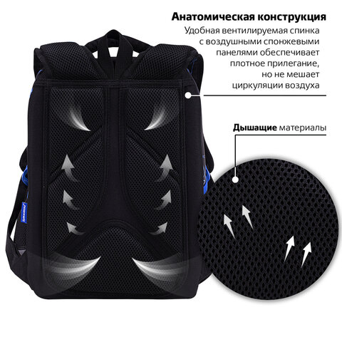 Ранец BRAUBERG LIGHT, 1 отделение, с брелоком, «Evil robot», 3D-панель, 36×26х13 см