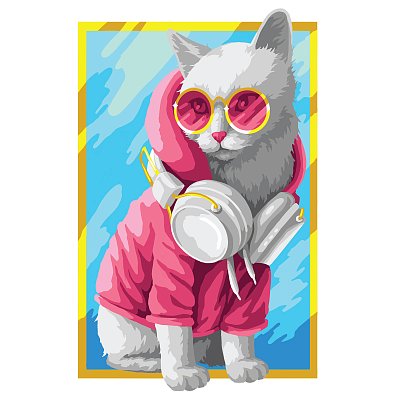 Картина по номерам на картоне ТРИ СОВЫ «Стильная кошка», 30×40, с акриловыми красками и кистями