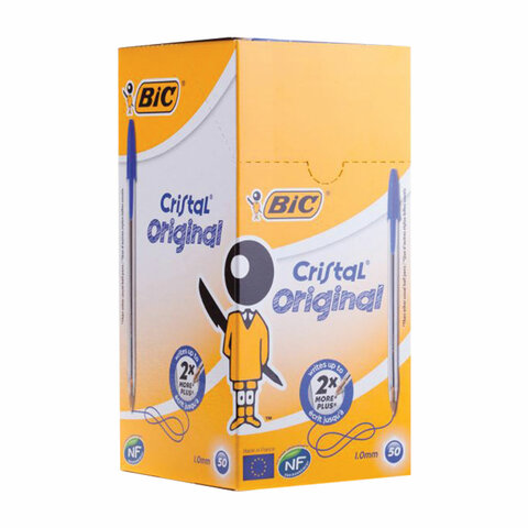 Ручка шариковая одноразовая неавтоматическая масляная BIC Cristal синяя (толщина линии 0.4 мм)