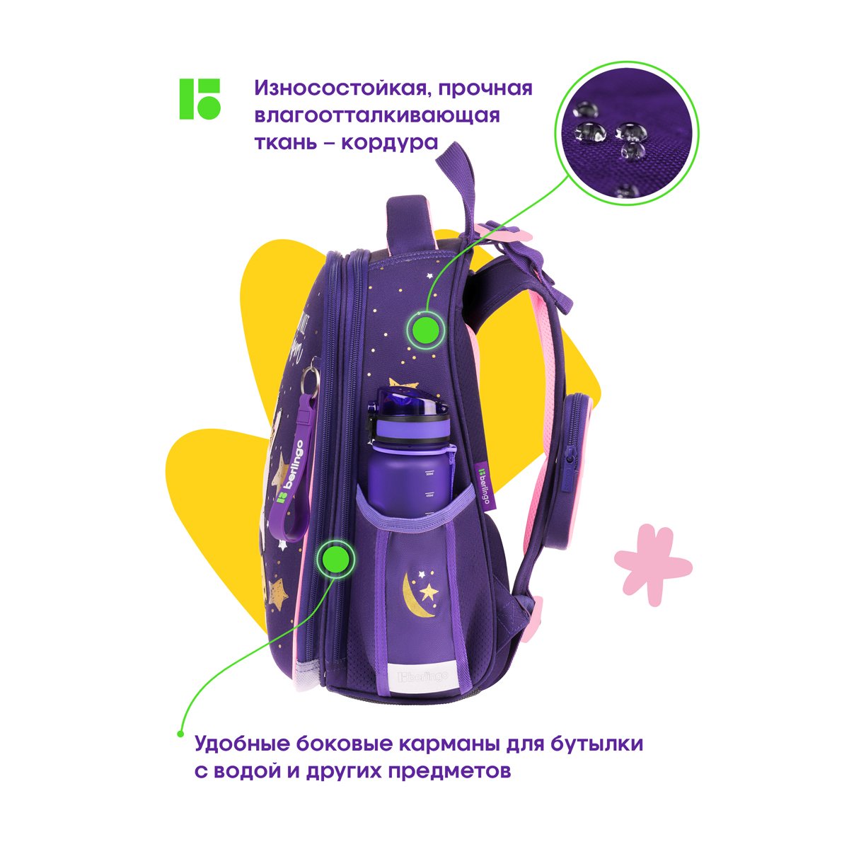 Ранец Berlingo Expert «Bunny dream» 37×28×16см, 2 отделения, 2 кармана, анатомическая спинка